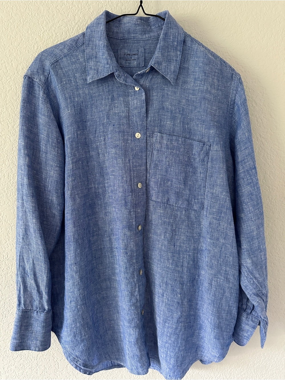 Marks & Spencer Women's Blue Button-Down Linen Shirt